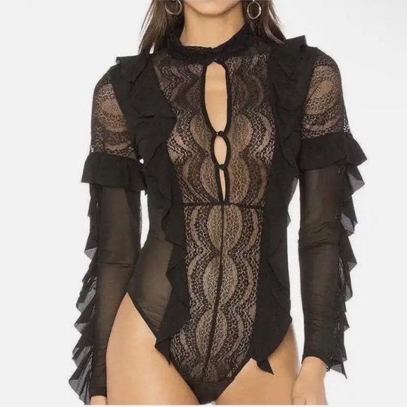For Love And Lemons Tops - For Love & Lemons Skivvies Eva Lace Bodysuit